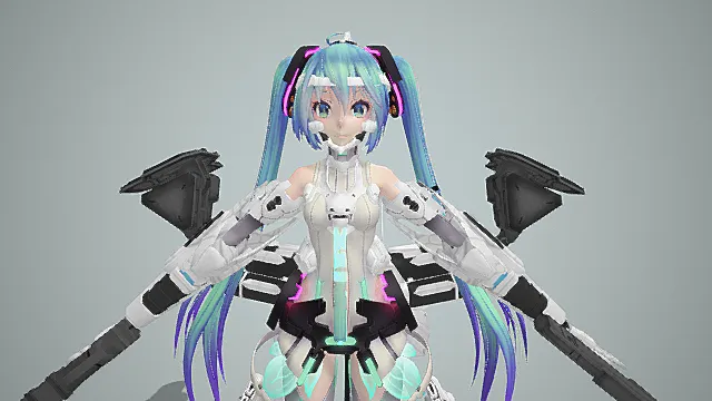 赛博机甲风二次元少女角色3D模型