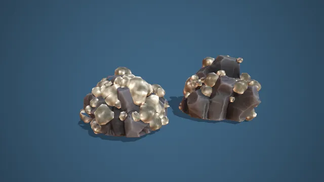 嵌金矿石组合野外矿场场景装饰模型