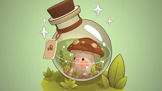 卡通治愈系  瓶中蘑菇精灵  森林主题  微景观