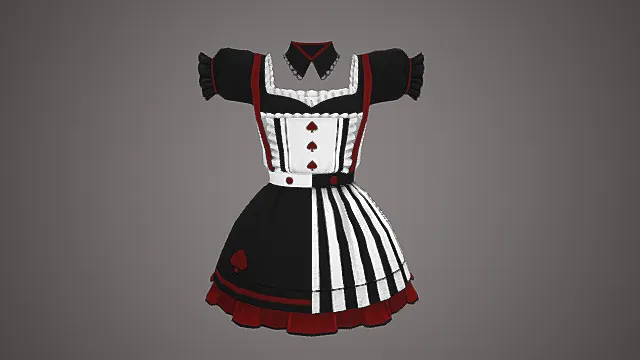  奇幻茶会场景红心扑克主题洋装模型