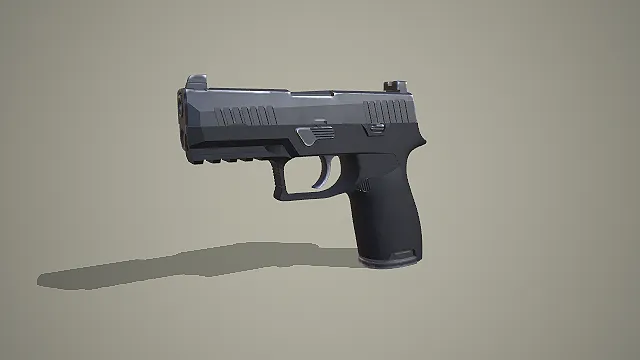 全黑战术西格绍尔风格手枪 3D 模型 现代军事枪械道具