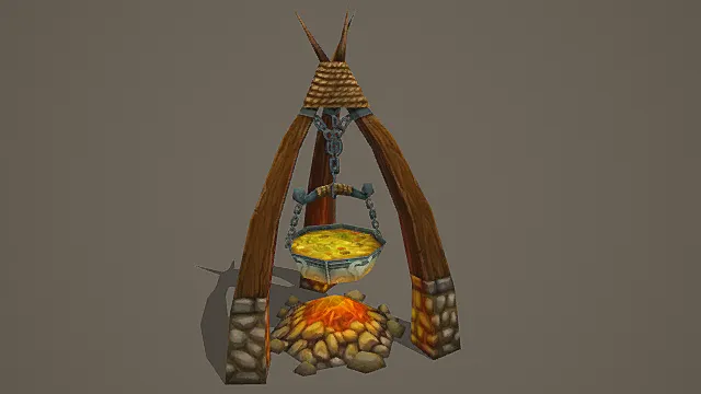 原始部落煮锅设施 游戏场景模型
