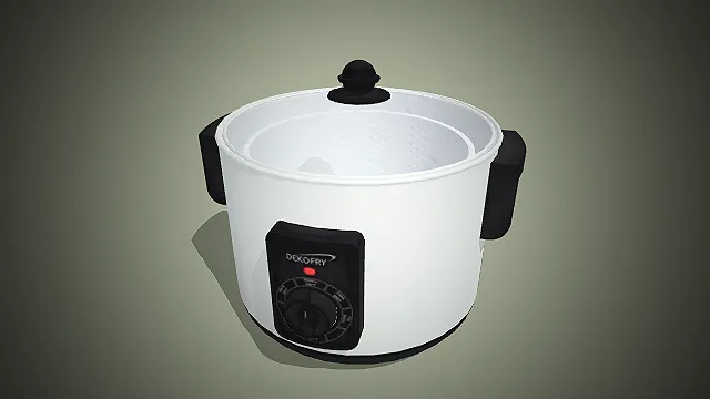 一台白色的商用台式电煮锅