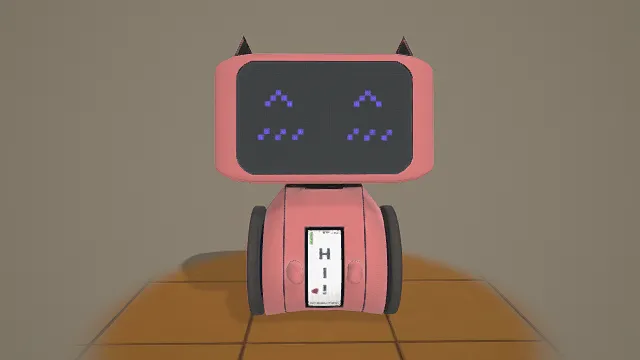 3D卡通风格粉色小机器人模型，创意设计（3D机器人、卡通风格、可爱风，物品设计主题）