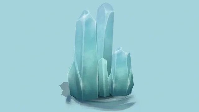 卡通风格化蓝青色水晶石头模型
