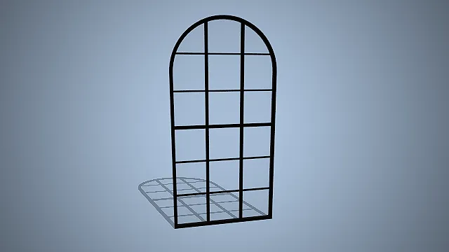 拱形铁艺玻璃隔断  透明玻璃  室内装饰  家居装饰模型