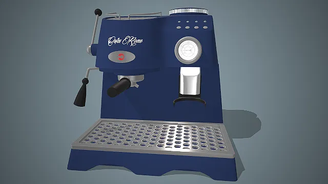 意式咖啡机  藏蓝色机身  压力表  咖啡器具