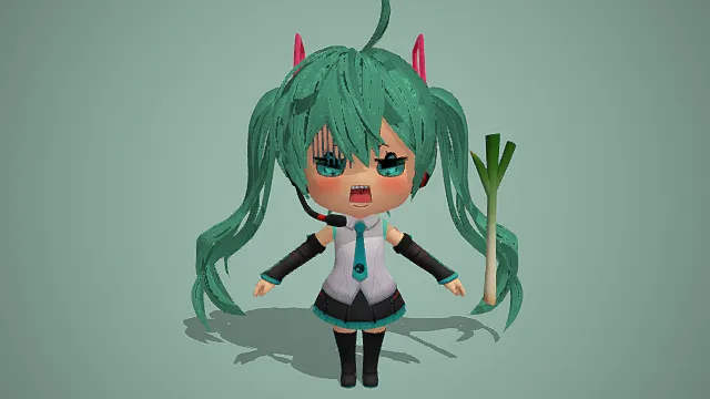 初音未来 Q版卡通可爱  骨骼绑定二次元模型