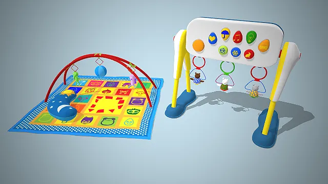 一组婴儿早教益智玩具的3D模型  亲子互动