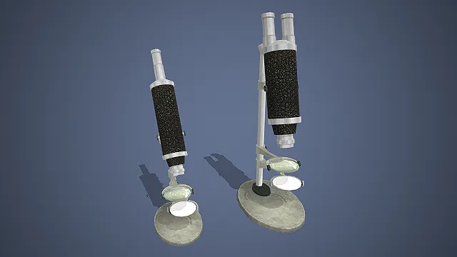 复古风格  双目显微镜套装  科学仪器  实验室道具