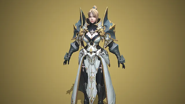 银金纹圣甲十字饰纹神圣女战将：耀光圣女模型