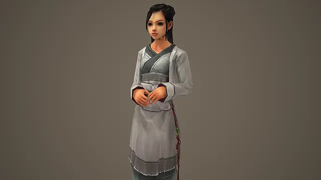古风汉服女子 3D 模型 低模古装 NPC 女性角色素材