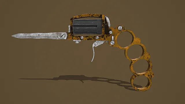 废土风格指虎手枪匕首3D模型