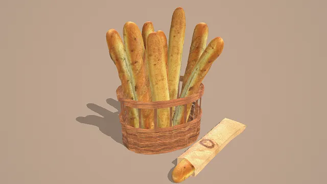 法式长棍面包篮组合模型