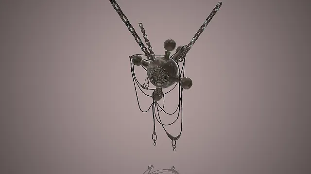 一个蒸汽朋克风格的3D金属悬挂装置模型