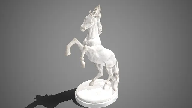 白马雕塑  前蹄腾空、昂首扬鬃  动感姿态  温润雅致  艺术装饰摆件  美学观赏性
