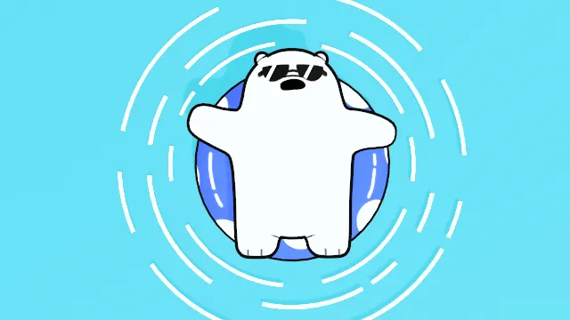 卡通风格帮派熊北极熊动物白熊游泳圈