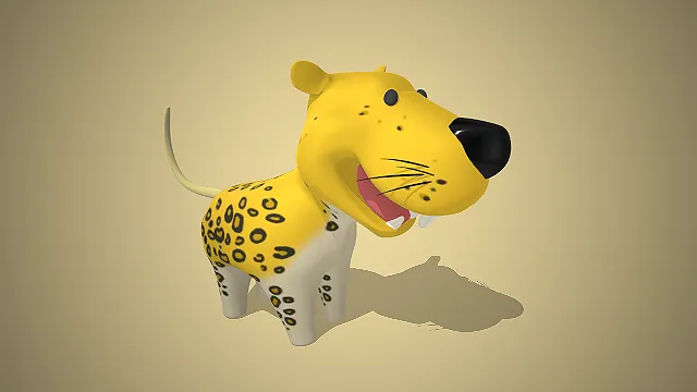 一个Q版风格的，常见猫科卡通动物豹子的模型