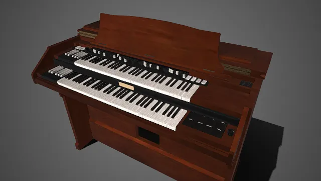 复古  双排键  音栓  上下两层黑白键盘  踏板  电子管风琴  典雅