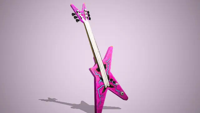 粉色吉他蓝色条纹装饰