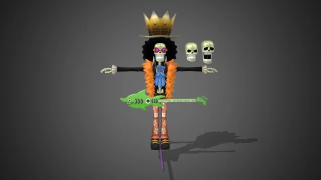 日本动漫《海贼王》中的角色布鲁克的3d手办模型