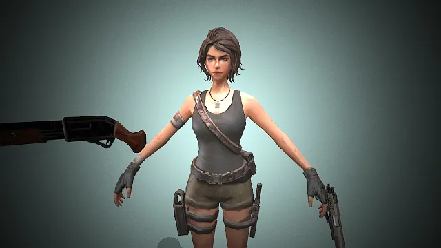 战斗者  紧身战术装  3D 女性角色  双持武器