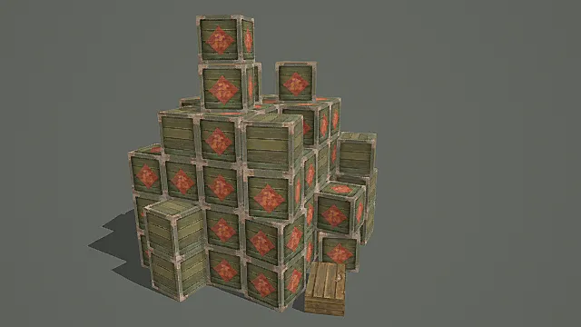 国风商贸风格标识货箱堆模型