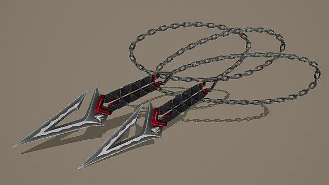暗黑锁链风红黑双刺3D模型