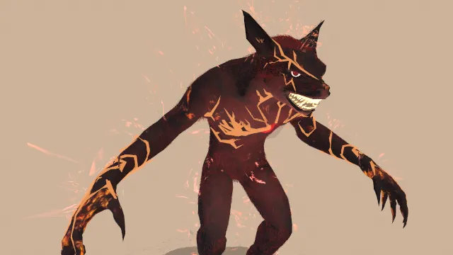 燃烧的狼女伊芙动物怪物角色模型