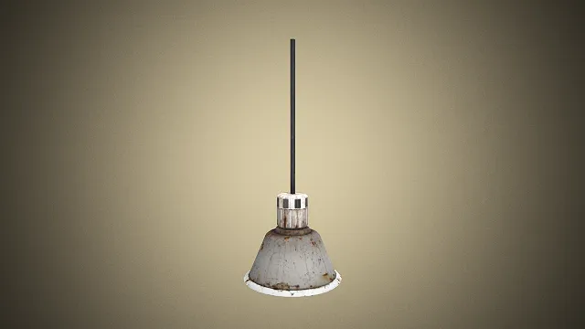 一盏带有明显锈蚀和做旧痕迹的工业吊灯3D模型