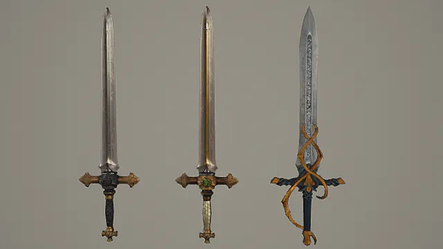 圣纹史诗长剑游戏武器套装3D模型