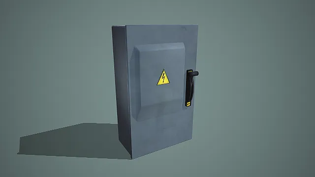 做旧工业风高压配电箱 3D 模型 带开关电气柜场景道具