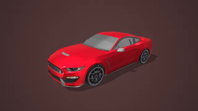 红色福特 Mustang 跑车写实汽车模型