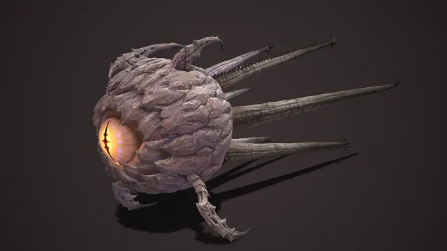 石壳独眼魔物  多足触手  邪能眼瞳  暗黑畸变体  奇幻深渊掠食者  3D 魔物模型