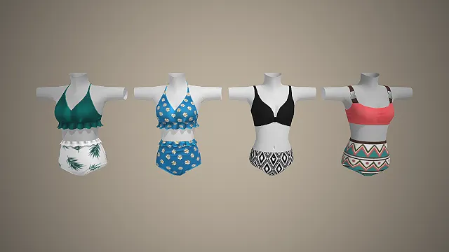 比基尼  高腰泳裤  夏日海滩风  度假穿搭  分体式泳衣