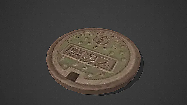 日式松本燃气标识金属井盖 3D 模型