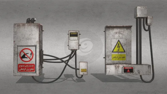 铁制电力箱工业场景组装道具