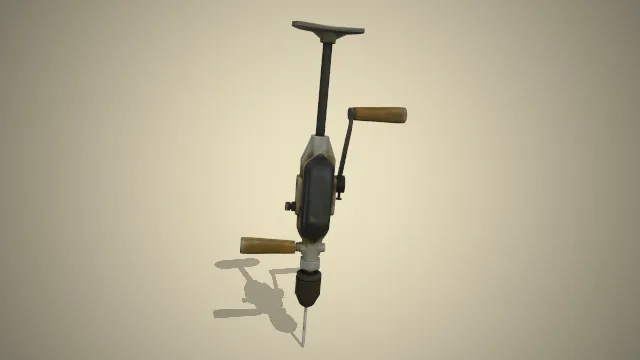 写实老式手摇钻  做旧磨损  工业风道具  废弃工厂组件