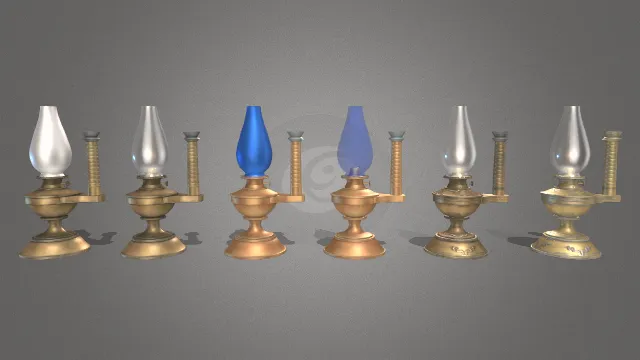 1800年代煤油台灯家具金属灯架不同颜色灯罩组合