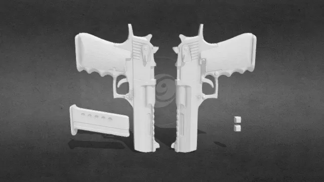 沙漠之鹰玩具枪 拆分 组合体 可打印