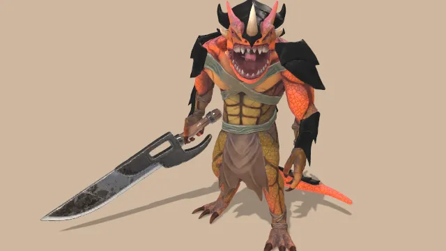 蜥蜴人游戏角色拟人大刀武器剑动画