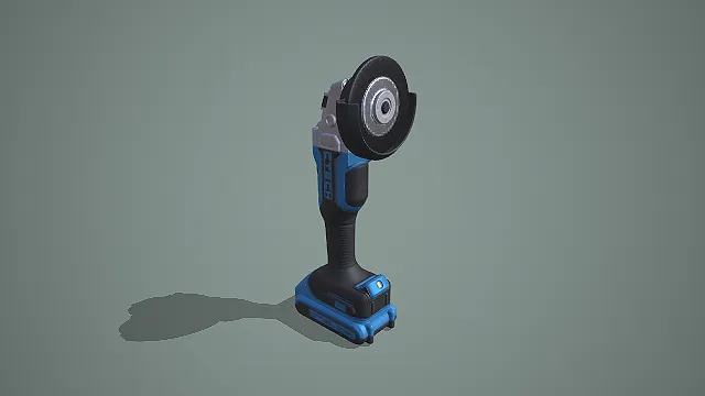 蓝黑配色锂电角磨机手持打磨切割工具 3D 模型