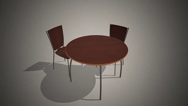 一套简约现代风格的圆形餐桌椅 3D 模型