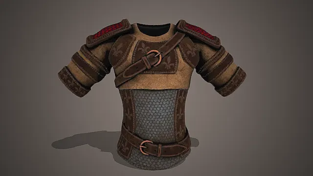 中世纪风格皮质拼接胸甲3D模型