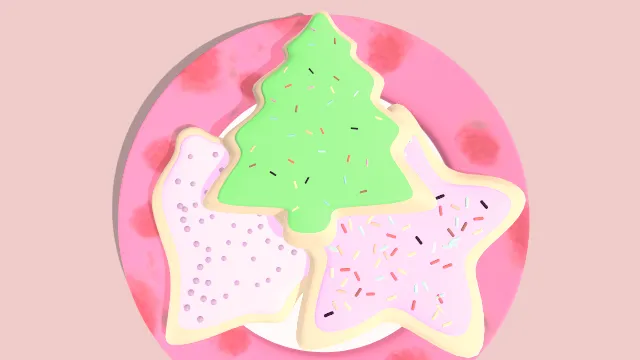 彩色圣诞饼干五角星圣诞树甜点食物