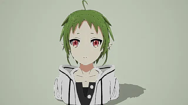 奇幻二次元风格绿发精灵少年模型 