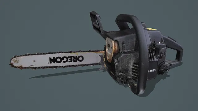 写实风格做旧汽油链锯3D模型