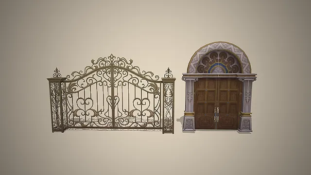 欧式铁艺大门  雕花木门  哥特式建筑  华丽欧式