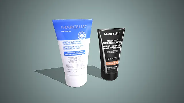写实风格 Marcelle 洁面乳与保湿乳组合 3D 美妆护肤道具模型
