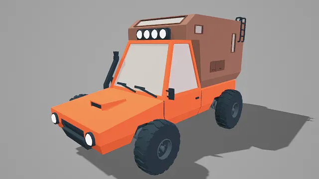 3D卡通风格越野车模型，创意设计（3D车辆、卡通风格、写实风，汽车设计主题）